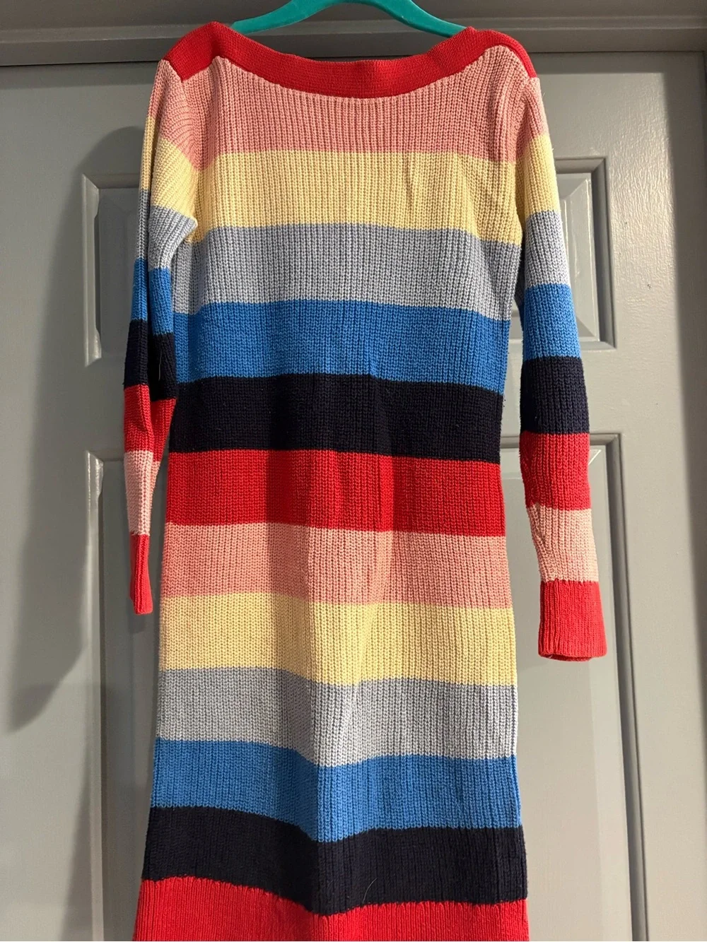 GAP Multicolor Striped Knit Dress with Red, Pink, Yellow, Blue, Black